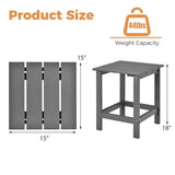 15 Inch Patio Square Wooden Slat End Side Coffee Table for Garden-Gray