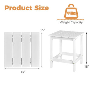 15 Inch Patio Square Wooden Slat End Side Coffee Table for Garden-White