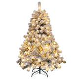 4.5 Feet Pre-Lit Premium Snow Flocked Christmas Tree with 150 Lights