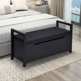 34.5"—15.5"—19.5 Inch Shoe Storage Bench with Cushion Seat for Entryway-Black