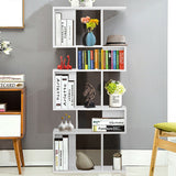 5 Cubes Ladder Shelf Corner Bookshelf Display Rack Bookcase-White