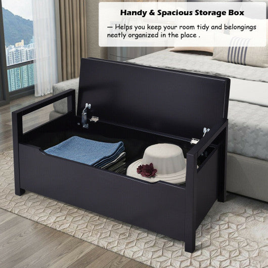 34.5"—15.5"—19.5 Inch Shoe Storage Bench with Cushion Seat for Entryway-Black