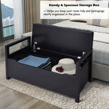 34.5"—15.5"—19.5 Inch Shoe Storage Bench with Cushion Seat for Entryway-Black