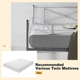 Metal Daybed Twin Bed Frame Stable Steel Slats Sofa Bed-Silver
