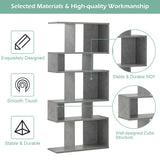 5 Cubes Ladder Shelf Corner Bookshelf Display Rack Bookcase-Gray