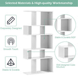 5 Cubes Ladder Shelf Corner Bookshelf Display Rack Bookcase-White
