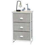 Nightstand Side Table Storage Tower Dresser Chest with 3 Drawers-Gray