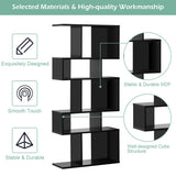 5 Cubes Ladder Shelf Corner Bookshelf Display Rack Bookcase-Black