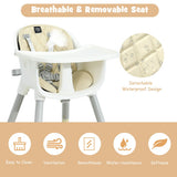 4-in-1 Baby Convertible Toddler Table Chair Set with PU Cushion-Beige