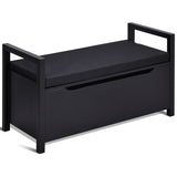 34.5"—15.5"—19.5 Inch Shoe Storage Bench with Cushion Seat for Entryway-Black