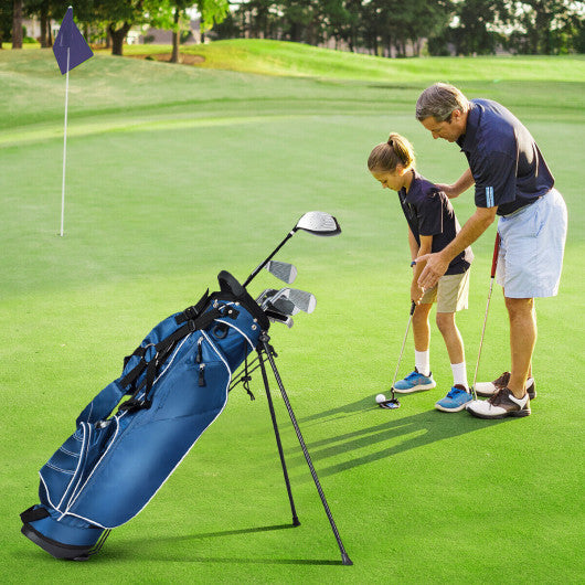 Golf Stand Cart Bag with 4 Way Divider Carry Organizer Pockets-Blue