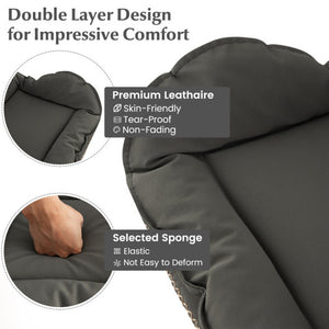 Set of 2 Swivel Bar Stools PU Leather Bar Chairs with Footrest and Curved Backrest-Gray