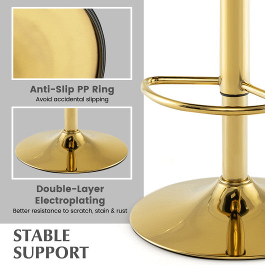 Set of 2 Swivel Bar Stools PU Leather Bar Chairs with Footrest and Curved Backrest-Gray