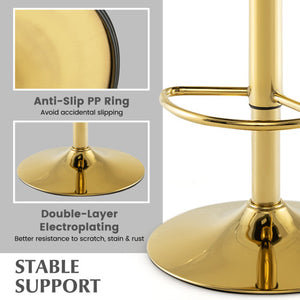 Set of 2 Swivel Bar Stools PU Leather Bar Chairs with Footrest and Curved Backrest-Gray