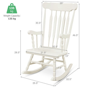 Rocking Chair with Solid Wooden Frame for Garden and Patio-White