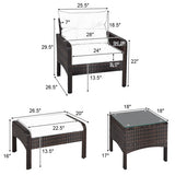 5 Pcs Patio Rattan Furniture Set Sofa