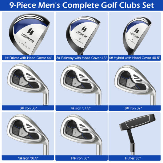 Men's 9 Pieces Complete Golf Club Set-Navy