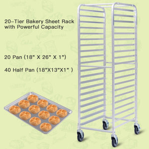 26 x 20 x 70 Inch 20 Sheet Aluminum Pan Rolling Bakery Rack