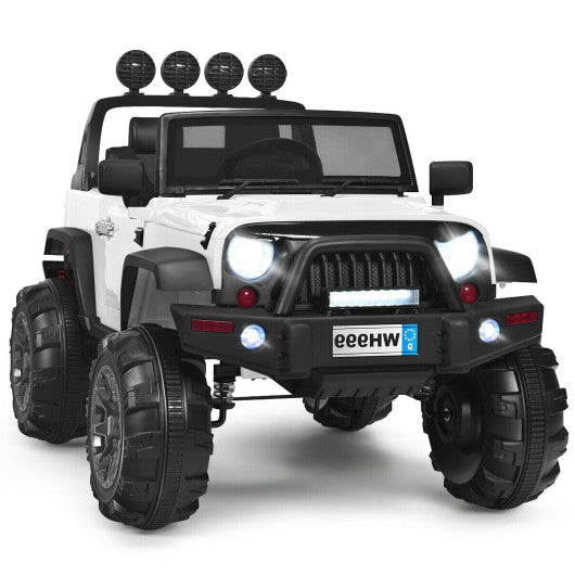 12 V Kids Ride On Truck with Remote Control and Double Magnetic Door-White