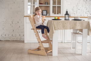 Growing Chair for Kids - Kitchen Helper with Tabletop – Beige