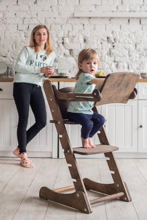 Growing Chair for Babies – Kitchen Helper Tower - Chocolate