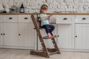 Growing Chair for Babies – Kitchen Helper Tower - Chocolate