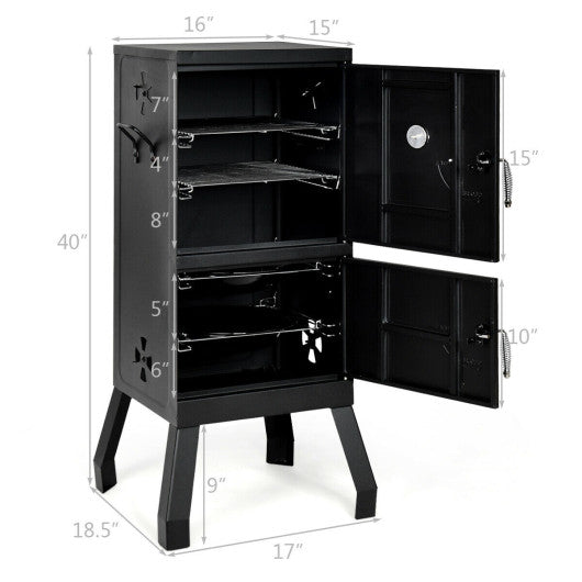 Vertical 2-tier Outdoor Barbeque Grill with Temperature Gauge