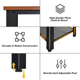 Metal Frame Wood  Console Sofa Table with Storage Shelf-Black