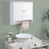Wall Mounted Bathroom Storage Medicine Cabinet with Towel Bar-White