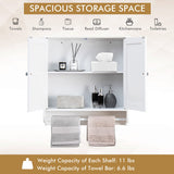 Wall Mounted Bathroom Storage Medicine Cabinet with Towel Bar-White