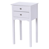 Side Table End Accent Table with 2 Drawers-White