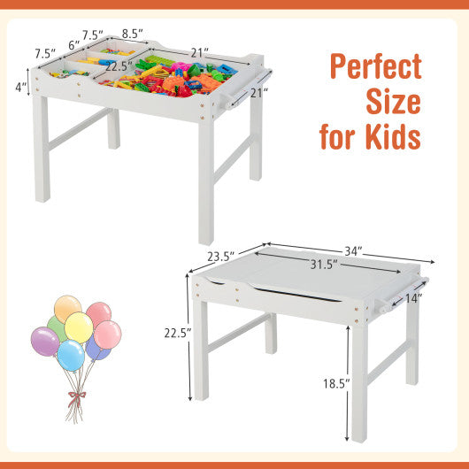 Wooden Kids Multi Activity Play Table with Storage Paper Roll-White