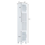 71 Inch Height Wooden Organizer Bathroom Tall Tower Storage Cabinet Unit